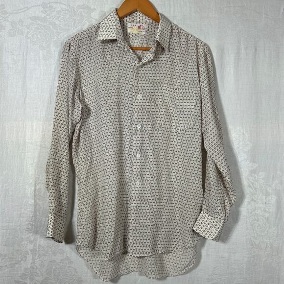 Vintage Other - Vintage Double Red Horse Button Up 15 1/2 Cream Red Print 100% Pure Silk